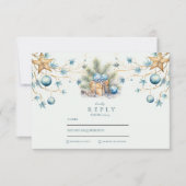 Boho Frosted Blue Pine Wedding RSVP Kaartje (Voorkant)