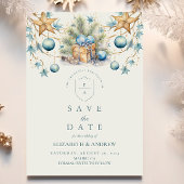 Boho Frosted Blue Pine Wedding Save The Date
