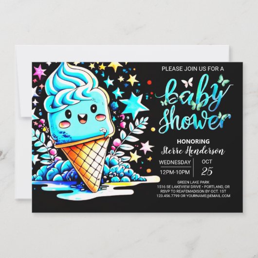 Boho Frosting Ice Cream Boy Baby shower Kaart (Voorkant)