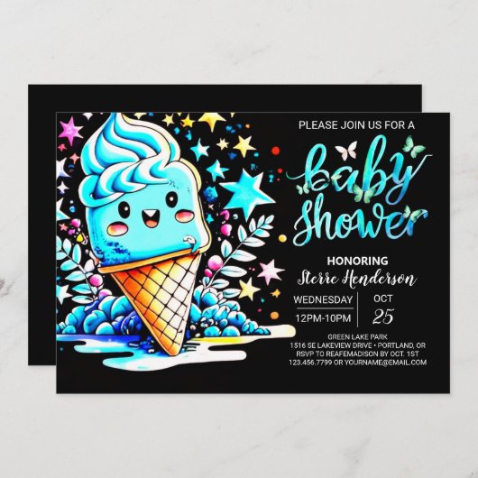 Boho Frosting Ice Cream Boy Baby shower Kaart (Voorkant / Achterkant)