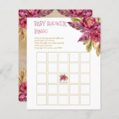 Boho Fuchsia Peony Blooms Baby shower Bingo Kaart (Voorkant / Achterkant)