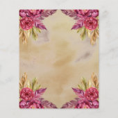 Boho Fuchsia Peony Blooms Baby shower Bingo Kaart (Achterkant)