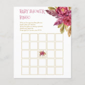 Boho Fuchsia Peony Blooms Baby shower Bingo Kaart (Voorkant)