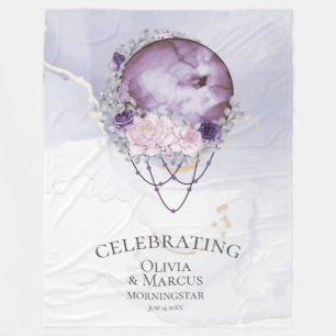 BOHO Full Moon Amethyst Waterverf Celestial Fleece Deken