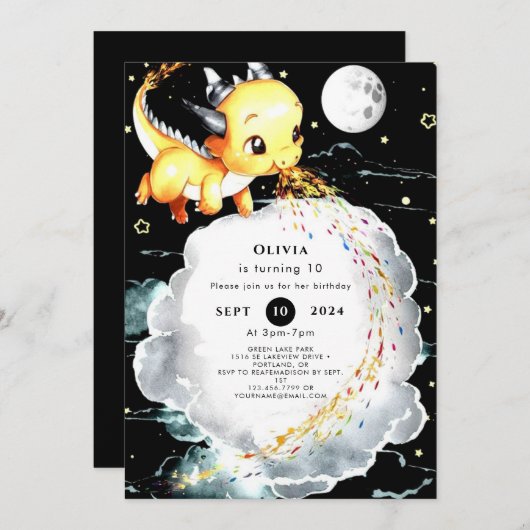 Boho Fun Dragon Verjaardag Kaart (Voorkant / Achterkant)