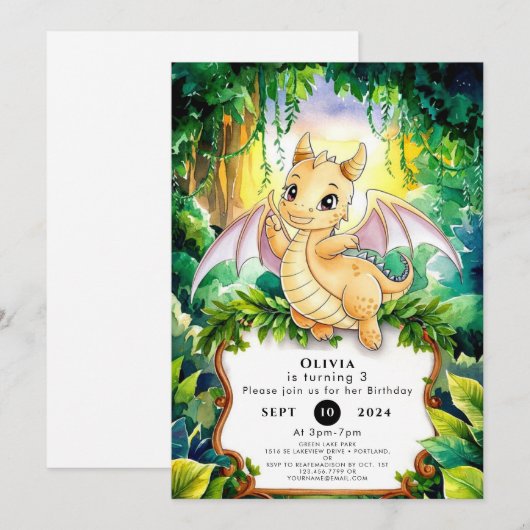 Boho Fun Magic Dragon Verjaardag Kaart (Voorkant / Achterkant)