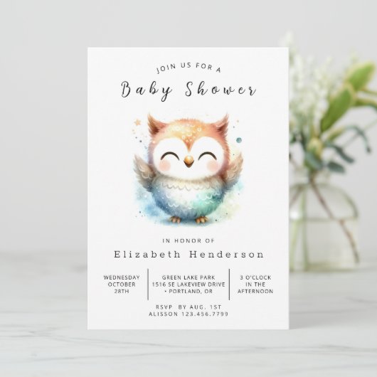 Boho Fun Owl Baby shower Kaart (Staand voorkant)
