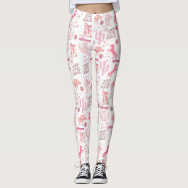 Boho Fun Pink Cowgirl western Patroon Leggings