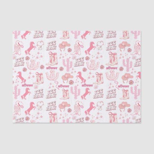 Boho Fun Pink Cowgirl western Patroon Tissuepapier (Voorkant)