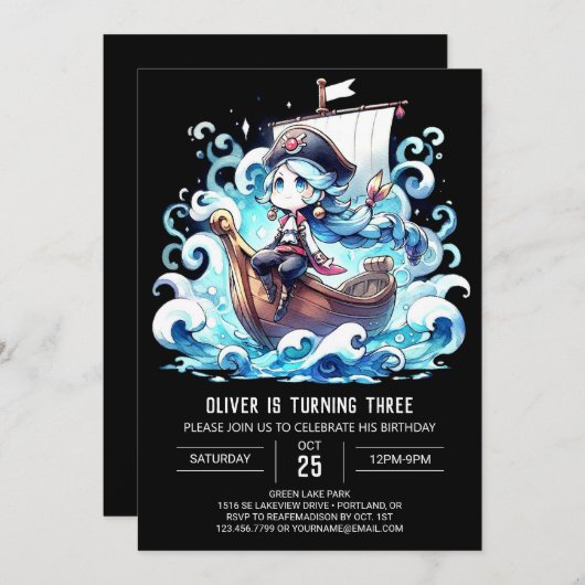 Boho Fun Pirate Verjaardag Kaart (Voorkant / Achterkant)