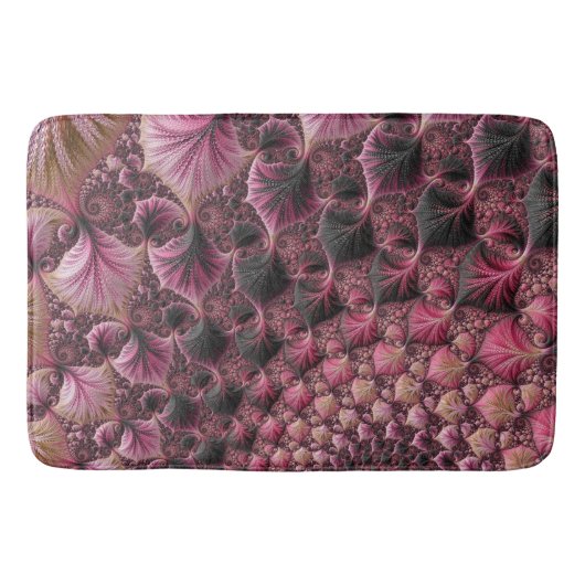 Boho Funky Eclectisch Roze Zwart Abstract Fractal Badmat (Voorkant)