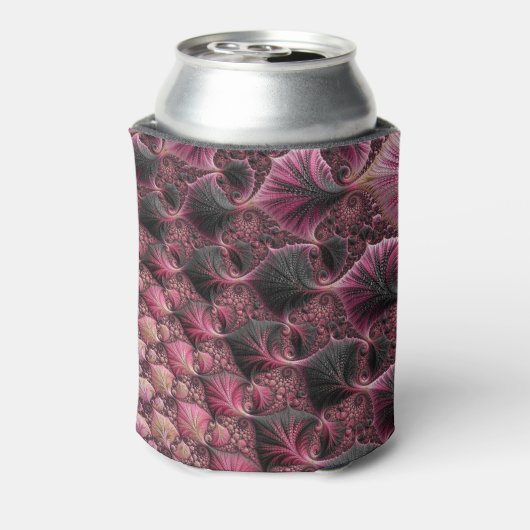 Boho Funky Eclectisch Roze Zwart Abstract Fractal Blikjeskoeler (Blikje Achterkant)