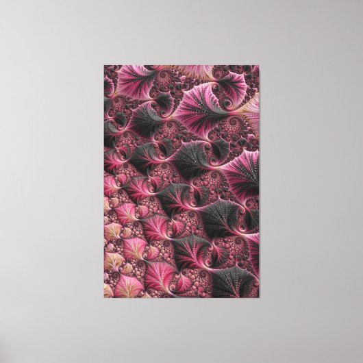 Boho Funky Eclectisch Roze Zwart Abstract Fractal Canvas Afdruk (Voorkant)