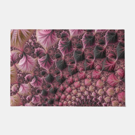 Boho Funky Eclectisch Roze Zwart Abstract Fractal Deurmat (Voorkant)