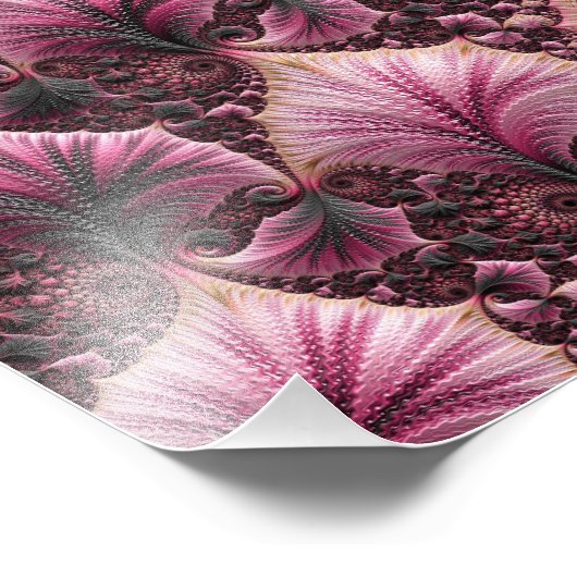 Boho Funky Eclectisch Roze Zwart Abstract Fractal Foto Afdruk (Hoek)