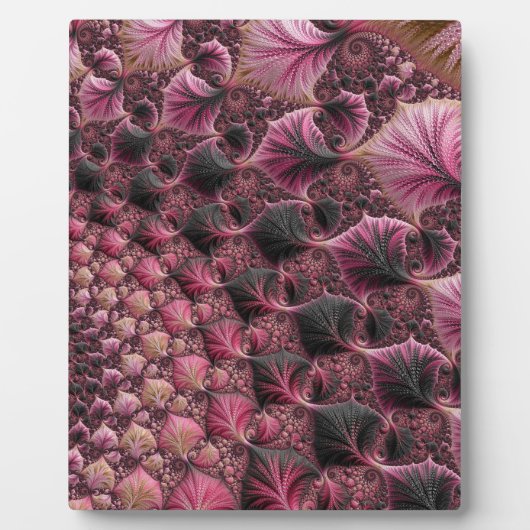 Boho Funky Eclectisch Roze Zwart Abstract Fractal Fotoplaat (Voorkant)