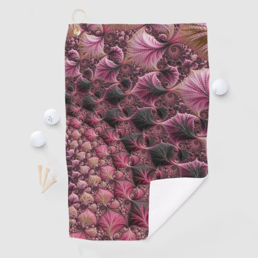 Boho Funky Eclectisch Roze Zwart Abstract Fractal Golfhanddoek (Insitu)