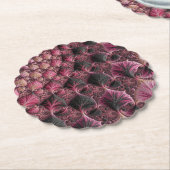 Boho Funky Eclectisch Roze Zwart Abstract Fractal Kartonnen Onderzetters (Gekanteld)