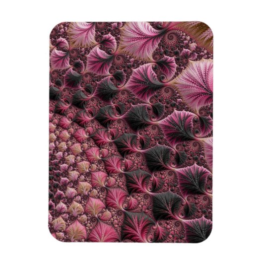 Boho Funky Eclectisch Roze Zwart Abstract Fractal Magneet (Verticaal)
