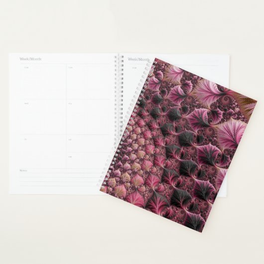 Boho Funky Eclectisch Roze Zwart Abstract Fractal Planner (Display)