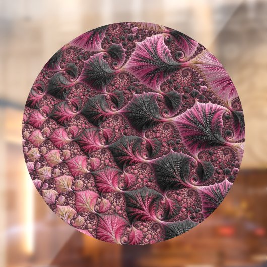 Boho Funky Eclectisch Roze Zwart Abstract Fractal Raamsticker (Vel 2)