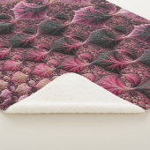 Boho Funky Eclectisch Roze Zwart Abstract Fractal Sherpa Deken (3/4)