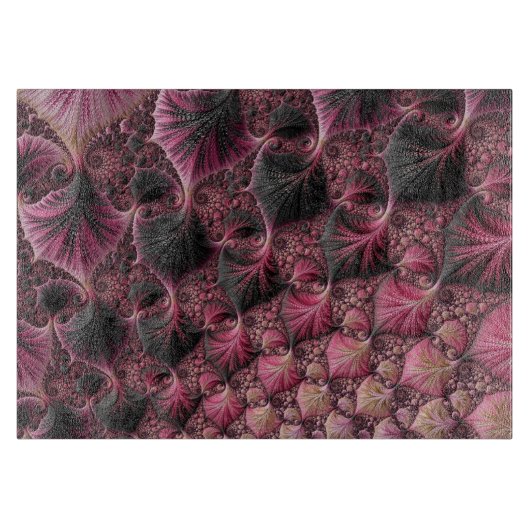 Boho Funky Eclectisch Roze Zwart Abstract Fractal Snijplank (Voorkant)