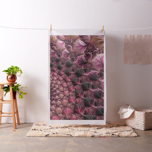 Boho Funky Eclectisch Roze Zwart Abstract Fractal Stof (Voorbeeld)