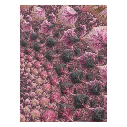 Boho Funky Eclectisch Roze Zwart Abstract Fractal Tafelkleed (Voorkant)