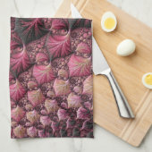 Boho Funky Eclectisch Roze Zwart Abstract Fractal Theedoek (Quarter Fold)