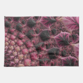 Boho Funky Eclectisch Roze Zwart Abstract Fractal Theedoek (Horizontaal)