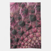 Boho Funky Eclectisch Roze Zwart Abstract Fractal Theedoek (Verticaal)