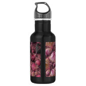 Boho Funky Eclectisch Roze Zwart Abstract Fractal Waterfles (Achterkant)
