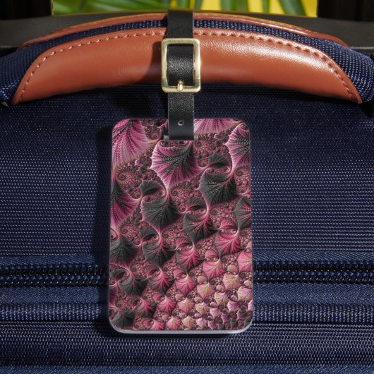 Boho Funky Eclectische Roze Zwarte Abstracte Fract Bagagelabel (Voorkant Insitu 2)