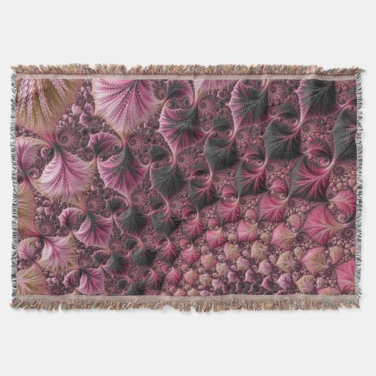 Boho Funky Eclectische Roze Zwarte Abstracte Fract Deken (Voorkant)