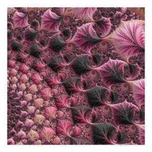 Boho Funky Eclectische Roze Zwarte Abstracte Fract Foto Afdruk