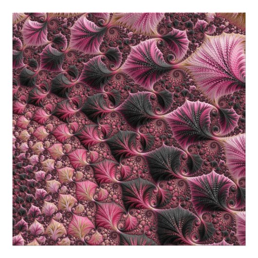Boho Funky Eclectische Roze Zwarte Abstracte Fract Foto Afdruk (Voorkant)