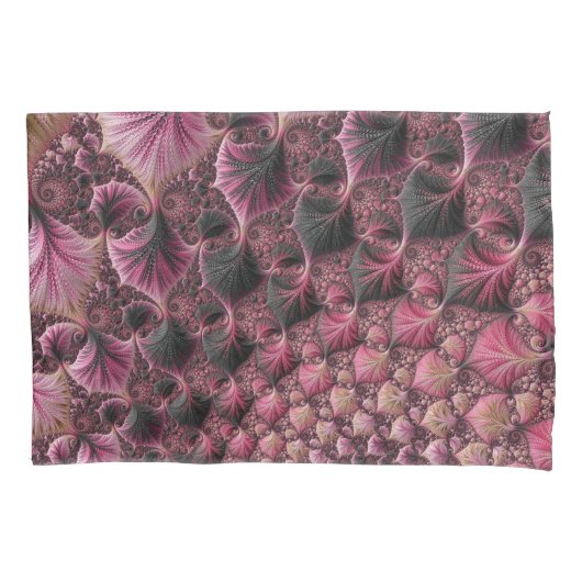 Boho Funky Eclectische Roze Zwarte Abstracte Fract Kussensloop (Voorkant-Links)
