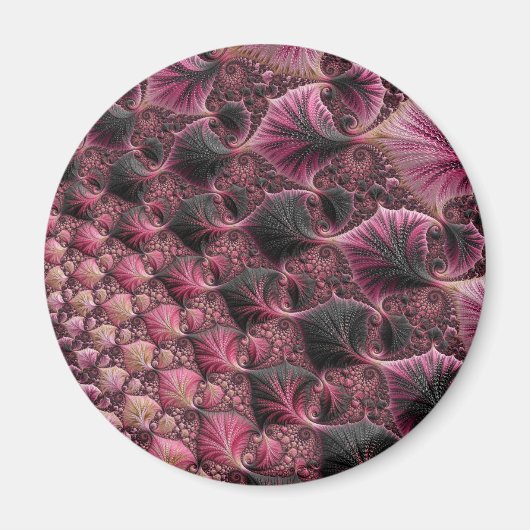 Boho Funky Eclectische Roze Zwarte Abstracte Fract Magneet (Voorkant)