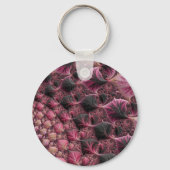 Boho Funky Eclectische Roze Zwarte Abstracte Fract Sleutelhanger (Voorkant)