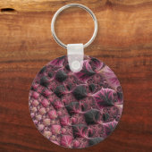Boho Funky Eclectische Roze Zwarte Abstracte Fract Sleutelhanger (Achterkant)