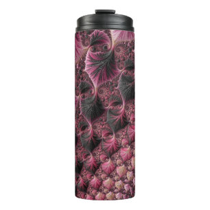 Boho Funky Eclectische Roze Zwarte Abstracte Fract Thermosbeker