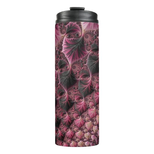 Boho Funky Eclectische Roze Zwarte Abstracte Fract Thermosbeker (Voorkant)