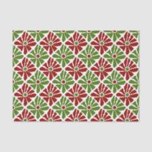Boho Funky Poinsettia Bloemen Kerst Rood Groen