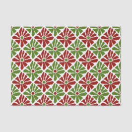 Boho Funky Poinsettia Bloemen Kerst Rood Groen Tissuepapier