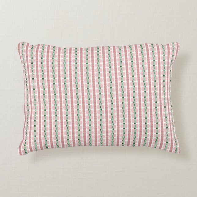 Boho Funky Retro Eclectische Pastel Kerst Streep Accent Kussen (Voorkant)
