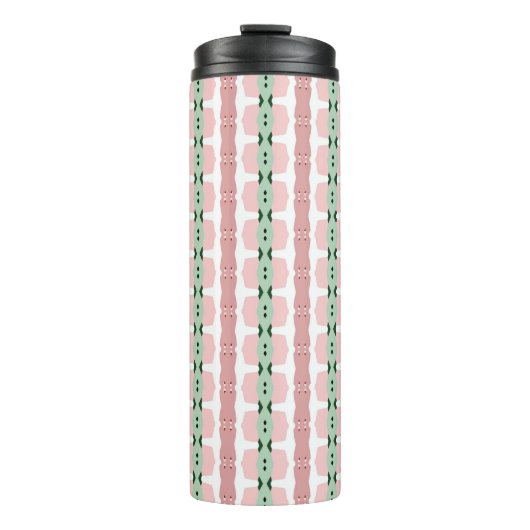 Boho Funky Retro Eclectische Pastel Kerst Streep Thermosbeker (Voorkant)
