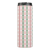 Boho Funky Retro Eclectische Pastel Kerst Streep Thermosbeker (Achterkant)