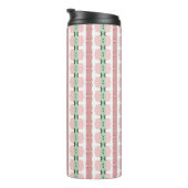 Boho Funky Retro Eclectische Pastel Kerst Streep Thermosbeker (Geroteerd rechts)