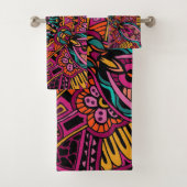 Boho Funky Trendy Retro Abstract Patroon Bad Handdoek (Insitu)